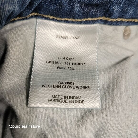 Silver Jeans 36 Suki Capri Mid Rise Tummy Control Medium Light Wash Stretch - Picture 5 of 12